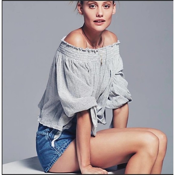 We The Free Tops - 𝅺we The Free, Free People Lexington Tee w/Off Shoulder Detail